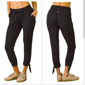 PrAna Bindu Windbreaker Pants Tie Ankle Ruched Black Studio